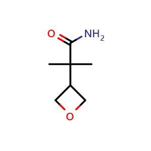 Chemical structure of 2-methyl-2-(oxetan-3-yl)propanamide , CAS 2920407-79-8, AChemBlock V154808