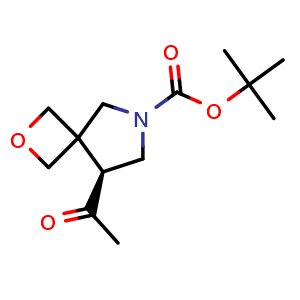 Chemical structure of tert-butyl (5S)-5-acetyl-2-oxa-7-azaspiro[3.4]octane-7-carboxylate , CAS 2920186-88-3, AChemBlock V154816