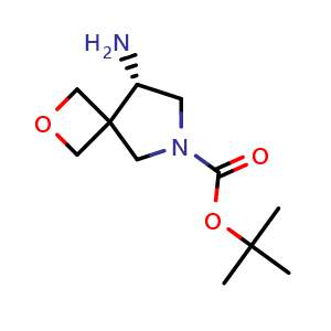 Chemical structure of tert-butyl (5S)-5-amino-2-oxa-7-azaspiro[3.4]octane-7-carboxylate , CAS 2920239-57-0, AChemBlock V154844