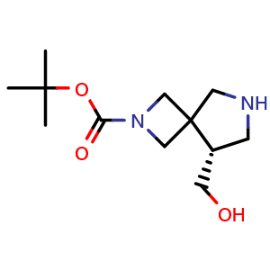 Chemical structure of tert-butyl (5R)-5-(hydroxymethyl)-2,7-diazaspiro[3.4]octane-2-carboxylate , CAS 2920206-91-1, AChemBlock V154850