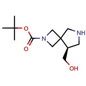 Chemical structure of tert-butyl (5S)-5-(hydroxymethyl)-2,7-diazaspiro[3.4]octane-2-carboxylate , CAS 2920187-08-0, AChemBlock V154851