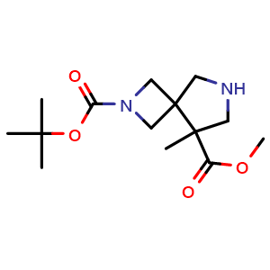 Chemical structure of O2-tert-butyl O5-methyl 5-methyl-2,7-diazaspiro[3.4]octane-2,5-dicarboxylate , CAS 2920425-11-0, AChemBlock V154858