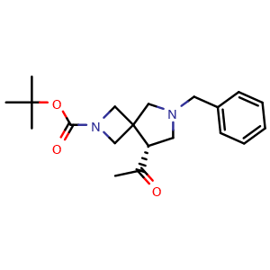 Chemical structure of tert-butyl (5R)-5-acetyl-7-benzyl-2,7-diazaspiro[3.4]octane-2-carboxylate , CAS 2920232-59-1, AChemBlock V154869