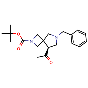 Chemical structure of tert-butyl (5S)-5-acetyl-7-benzyl-2,7-diazaspiro[3.4]octane-2-carboxylate , CAS 2920232-70-6, AChemBlock V154870