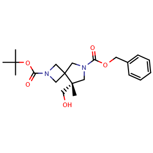 Chemical structure of O7-benzyl O2-tert-butyl (5R)-5-(hydroxymethyl)-5-methyl-2,7-diazaspiro[3.4]octane-2,7-dicarboxylate , CAS 2920239-90-1, AChemBlock V154893