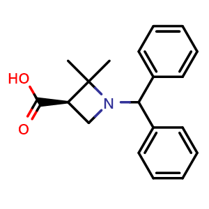 Chemical structure of (3R)-1-benzhydryl-2,2-dimethyl-azetidine-3-carboxylic acid , CAS 2920232-69-3, AChemBlock V154903
