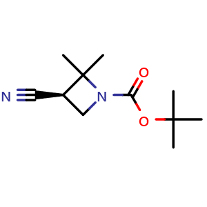 Chemical structure of tert-butyl (3R)-3-cyano-2,2-dimethyl-azetidine-1-carboxylate , CAS 2920218-45-5, AChemBlock V154910