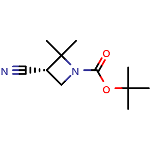 Chemical structure of tert-butyl (3S)-3-cyano-2,2-dimethyl-azetidine-1-carboxylate , CAS 2920187-58-0, AChemBlock V154911