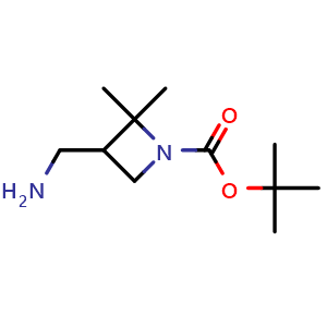 Chemical structure of tert-butyl 3-(aminomethyl)-2,2-dimethyl-azetidine-1-carboxylate , CAS 2731011-00-8, AChemBlock V154912