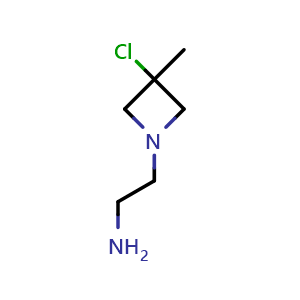 Chemical structure of 2-(3-chloro-3-methyl-azetidin-1-yl)ethanamine , CAS 2920400-95-7, AChemBlock V154931