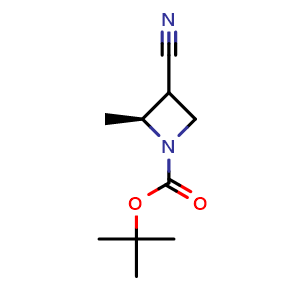 Chemical structure of tert-butyl (2S)-3-cyano-2-methyl-azetidine-1-carboxylate , CAS 2920319-70-4, AChemBlock V154968