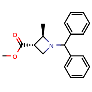 Chemical structure of methyl (2R,3S)-1-benzhydryl-2-methyl-azetidine-3-carboxylate , CAS 2920218-63-7, AChemBlock V154976