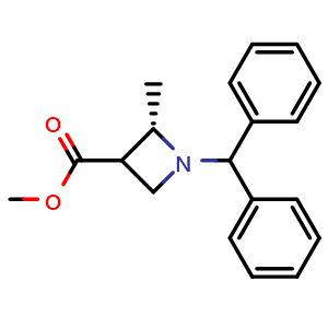 Chemical structure of methyl (2S)-1-benzhydryl-2-methyl-azetidine-3-carboxylate , CAS 2920319-32-8, AChemBlock V154978