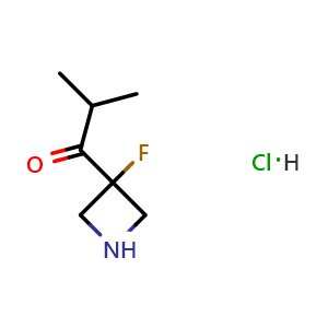 Chemical structure of 1-(3-fluoroazetidin-3-yl)-2-methylpropan-1-one hydrochloride , AChemBlock V155015