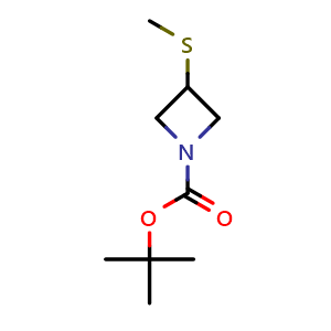 Chemical structure of tert-butyl 3-methylsulfanylazetidine-1-carboxylate , CAS 935668-41-0, AChemBlock V155016