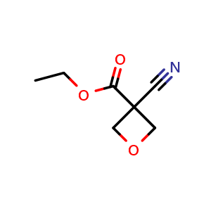 Chemical structure of ethyl 3-cyanooxetane-3-carboxylate , CAS 1401868-91-4, AChemBlock V155018