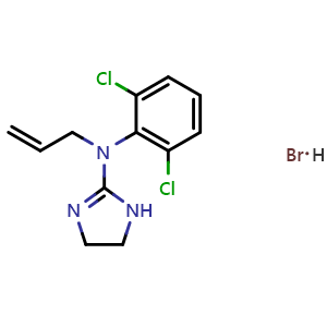 Chemical structure of N-allyl-N-(2,6-dichlorophenyl)-4,5-dihydro-1H-imidazol-2-amine hydrobromide , CAS 71306-36-0, AChemBlock V155028