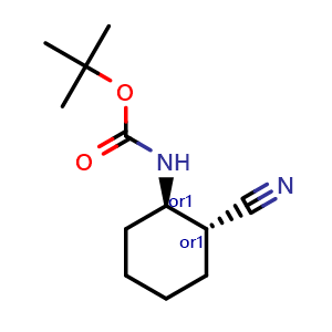 Chemical structure of tert-butyl trans-2-cyanocyclohexylcarbamate , CAS 824950-16-5, AChemBlock V155029