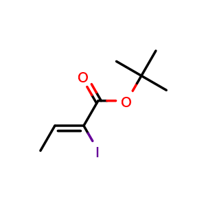 Chemical structure of tert-butyl (Z)-2-iodobut-2-enoate , CAS 1245626-96-3, AChemBlock V155032