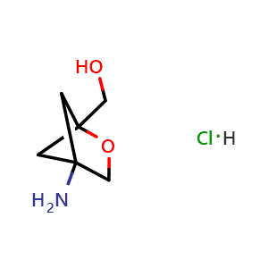 Chemical structure of {4-amino-2-oxabicyclo[2.1.1]hexan-1-yl}methanol hydrochloride , CAS 2260930-89-8, AChemBlock V155044