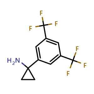 Chemical structure of 1-[3,5-bis(trifluoromethyl)phenyl]cyclopropanamine , CAS 1266148-15-5, AChemBlock V155055