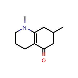 Chemical structure of 1,7-dimethyl-2,3,4,6,7,8-hexahydro-1H-quinolin-5-one , CAS 91339-90-1, AChemBlock V155079