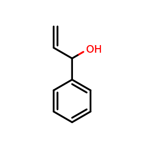 Chemical structure of 1-phenyl-prop-2-en-1-ol , CAS 4393-06-0, AChemBlock V155101