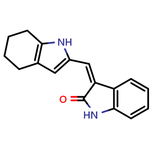 Chemical structure of (Z)-3-((4,5,6,7-tetrahydro-1H-indol-2-yl)methylene)indolin-2-one , CAS 204003-85-0, AChemBlock V155148