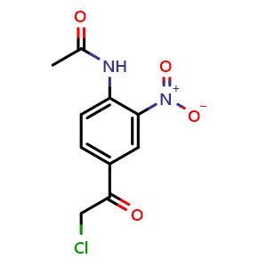Chemical structure of N-[4-(2-chloroacetyl)-2-nitrophenyl]acetamide , CAS 119457-11-3, AChemBlock V155165