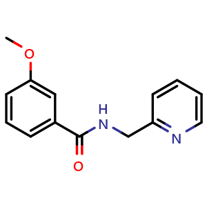 Chemical structure of 3-methoxy-N-(pyridin-2-ylmethyl) benzamide , CAS 57786-41-1, AChemBlock V155177