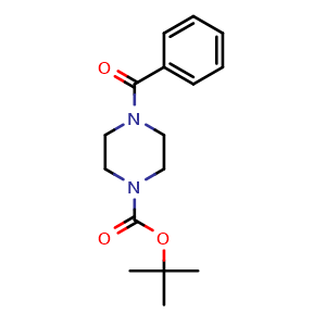 Chemical structure of tert-butyl 4-benzoylpiperazine-1-carboxylate , CAS 77278-38-7, AChemBlock V155191