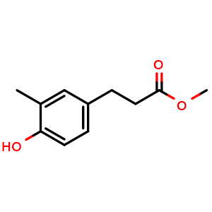 Chemical structure of methyl 3-(4-hydroxy-3-methylphenyl)propanoate , CAS 22516-91-2, AChemBlock V155195