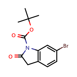 Chemical structure of tert-butyl 6-bromo-2-oxoindoline-1-carboxylate , CAS 1190861-45-0, AChemBlock V155199