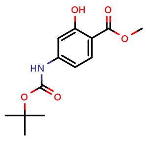 Chemical structure of methyl 4-(tert-butoxycarbonylamino)-2-hydroxybenzoate , CAS 185050-94-6, AChemBlock V155216