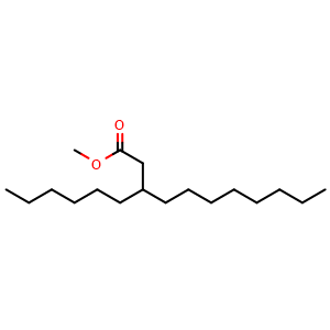Chemical structure of methyl 3-hexylundecanoate , CAS 85120-20-3, AChemBlock V155219