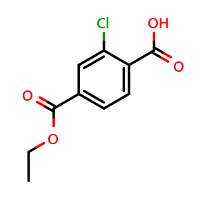 Chemical structure of 2-chloro-4-(ethoxycarbonyl)benzoic acid , CAS 911314-33-5, AChemBlock V155225