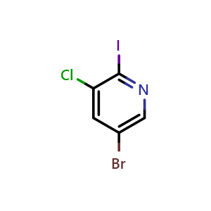Chemical structure of 5-bromo-3-chloro-2-iodo-pyridine , CAS 1159186-43-2, AChemBlock V155268