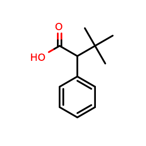 Chemical structure of 3,3-dimethyl-2-phenylbutanoic acid , CAS 13490-70-5, AChemBlock V155275