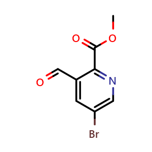 Chemical structure of methyl 5-bromo-3-formylpicolinate , CAS 1360918-70-2, AChemBlock V155278