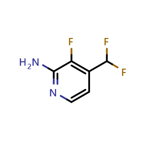 Chemical structure of 4-(Difluoromethyl)-3-fluoropyridin-2-amine , CAS 1804438-73-0, AChemBlock V155282