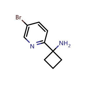 Chemical structure of 1-(5-bromo-pyridin-2-yl)-cyclobutylamine , CAS 1256793-73-3, AChemBlock V155294