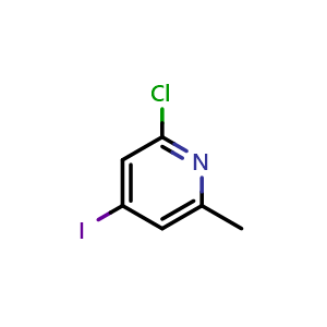 Chemical structure of 2-chloro-4-iodo-6-methyl-pyridine , CAS 1227592-89-3, AChemBlock V155306