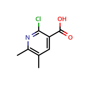 Chemical structure of 2-chloro-5,6-dimethylpyridin-3-carboxylic acid , CAS 120003-75-0, AChemBlock V155308