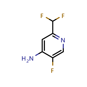 Chemical structure of 2-(difluoromethyl)-5-fluoropyridin-4-amine , CAS 1806762-07-1, AChemBlock V155310