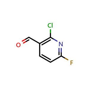 Chemical structure of 2-chloro-6-fluoronicotinaldehyde , CAS 1227563-22-5, AChemBlock V155316