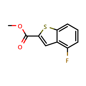 Chemical structure of methyl 4-fluoro-1-benzothiophene-2-carboxylate , CAS 220180-55-2, AChemBlock V155324