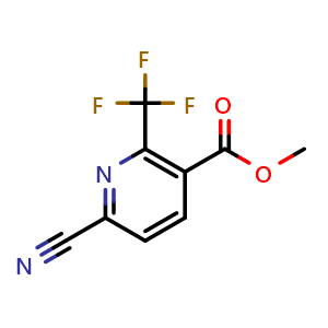 Chemical structure of methyl 6-cyano-2-(trifluoromethyl)nicotinate , CAS 1360883-53-9, AChemBlock V155330