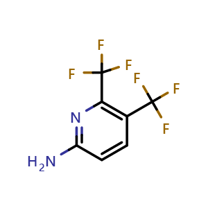 Chemical structure of 5,6-bis(trifluoromethyl)pyridin-2-amine , CAS 1246466-56-7, AChemBlock V155336