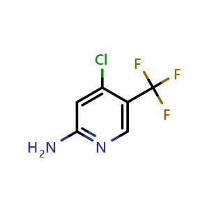Chemical structure of 2-amino-4-chloro-5-(trifluoromethyl)pyridine , CAS 1227581-65-8, AChemBlock V155357