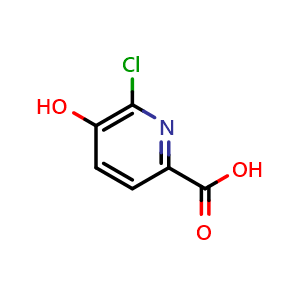 Chemical structure of 6-chloro-5-hydroxy-2-pyridinecarboxylic acid , CAS 341008-96-6, AChemBlock V155380